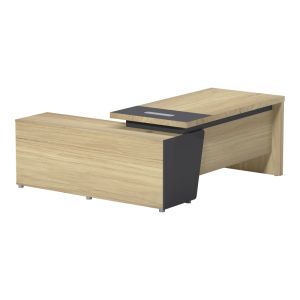 Lotus desk with right corner in natural anthracite color 180x180x75cm