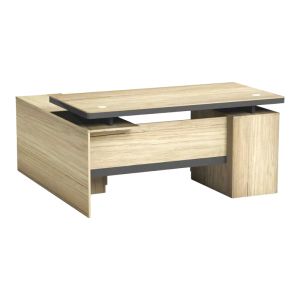 Lotus desk with right corner in natural anthracite color 200x160x76cm
