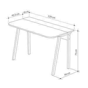 Malia desk in white-natural color 120x60.5x75cm
