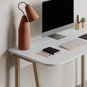 Malia desk in white-natural color 120x60.5x75cm