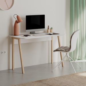 Malia desk in white-natural mocha color 120x60.5x75cm