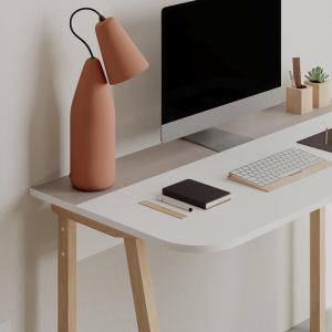 Malia desk in white-natural mocha color 120x60.5x75cm