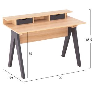 Бюро Rexin Hm18290 меламин в цвят Sonama-сиво 120x19-59x75-85.5hcm..