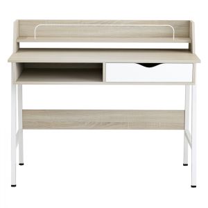 Бюро от меламин в сонама и бяло с бяла метална рамка 104χ48χ89hcm Hm2129,01