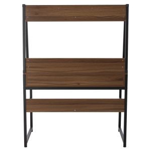 Бюро с библиотека Hm2390,12 меламин в орех ; метална черна рамка 100x48x139hcm