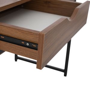 Бюро с библиотека Hm2390,12 меламин в орех ; метална черна рамка 100x48x139hcm