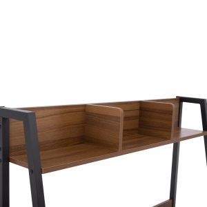Бюро с библиотека Hm2390,12 меламин в орех ; метална черна рамка 100x48x139hcm