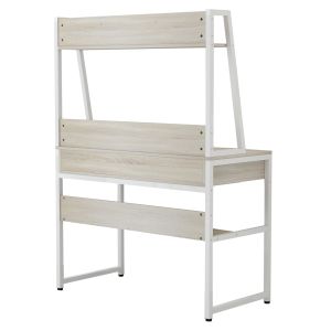 Бюро с библиотека Hm2390,13 меламин в сонама метална бяла рамка 100x48x139hcm