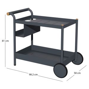 Бюфет - количка с 2 колела Malcolm Sm6492.01 тъмно сив алуминий 98.2x58x81см.