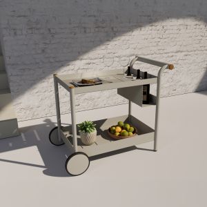 Бюфет - количка с 2 колела Malcolm Sm6492.04 светло сив алуминий 98.2x58x81см.