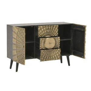 Бюфет Golden Eye мангово дърво масив златен метален обков 120х35х80cm
