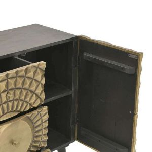 Бюфет Golden Eye мангово дърво масив златен метален обков 120х35х80cm