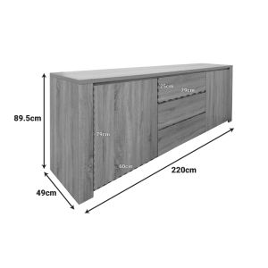 Бюфет Kalya в антрацитен цвят 220x49x89.5см