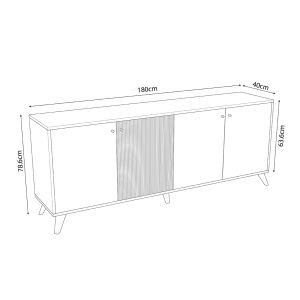 БЮФЕТ KRUDEN HM9446.11 МЕЛАМИН В ЧЕРНО-НАТУРАЛЕН 180x40x78.6Hcm.