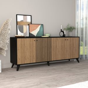 БЮФЕТ KRUDEN HM9446.11 МЕЛАМИН В ЧЕРНО-НАТУРАЛЕН 180x40x78.6Hcm.