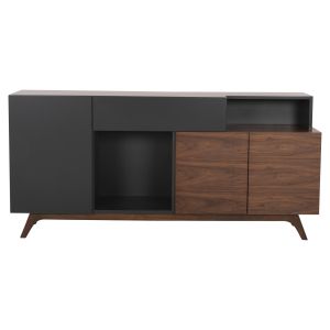 Бюфет Preda Hm9747 от фурнирован Mdf цвят орех/тъмно сив 167x28-40x80hcm