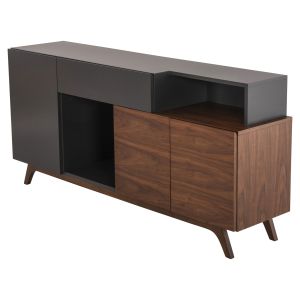 Бюфет Preda Hm9747 от фурнирован Mdf цвят орех/тъмно сив 167x28-40x80hcm