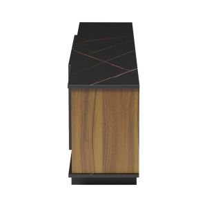 Zafore buffet in walnut color with black marble 180x33x50cm