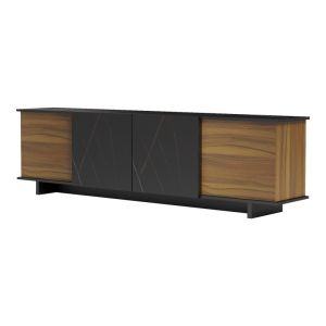 Zafore buffet in walnut color with black marble 180x33x50cm