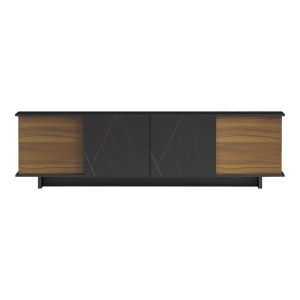 Zafore buffet in walnut color with black marble 180x33x50cm
