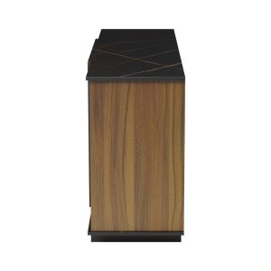Zafore buffet in walnut color with black marble 180x45x80cm