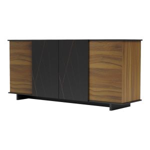 Zafore buffet in walnut color with black marble 180x45x80cm