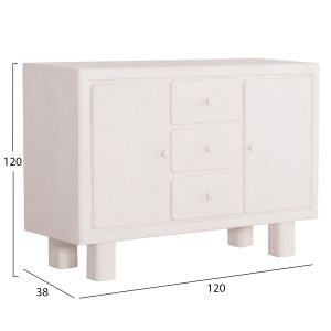 Buffet series Santorini Hm18048 MDF in off-white color-3 drawers and 2 doors 120x38x80hcm.