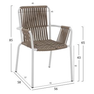 Бял алуминиев стол Hm5784,01 56x58x85cm