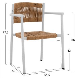 Бял алуминиев стол Hm5786,01 55,5x50x77,5cm