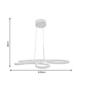 White metal chandelier Led D55x60cm