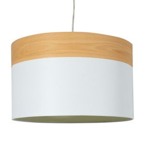 White chandelier with textile shade