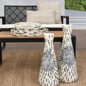 Vase bamboo-cherida Fl03 gray-white color 16x37cm