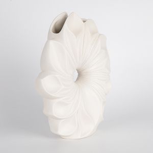 Ceramic flower vase white 19.5x7x26cm