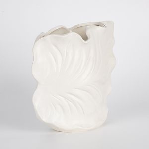 Ceramic leaf vase white 18.5x9.5x16.3cm