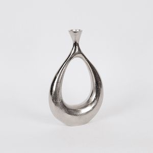 Vase metallic silver 23.5x8x36cm