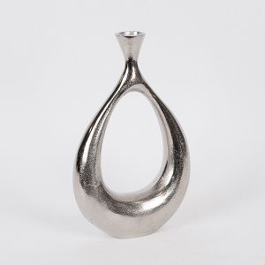 Vase metallic silver 28.5x9x43cm
