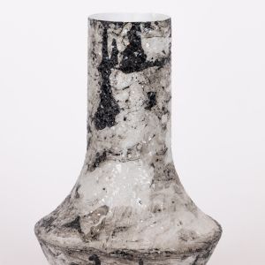 Vase metal mosaic white antique 21x21x31cm