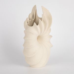 Vase with ceramic shell, beige 15.5x11.8x27cm