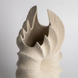 Vase with ceramic shell, beige 15.5x11.8x27cm