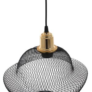 Hanging pendant lamp for ceiling black metal mesh modern style D30x65hcm