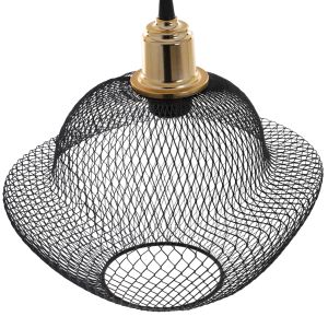Hanging pendant lamp for ceiling black metal mesh modern style D30x65hcm