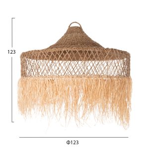 Hanging ceiling lamp - pendant made of palm leaves and seagrass fringe, natural color D123x65hcm
