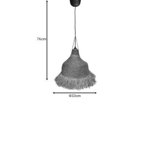 Hanging ceiling lamp Boher natural materials D33x76cm