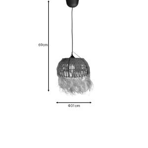 Bowler pendant ceiling lamp natural materials D31x69cm