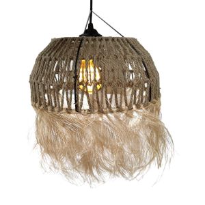 Bowler pendant ceiling lamp natural materials D31x69cm