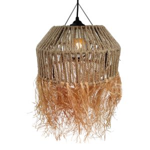 Hanging ceiling lamp Bowler natural materials D36x62cm
