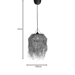 Hanging ceiling lamp Bowler natural materials D36x62cm
