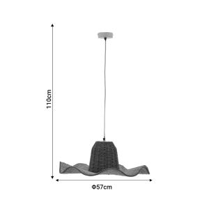 Hanging ceiling lamp Darla E27 natural materials D57x110cm