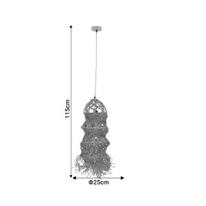 Hanging ceiling lamp Frola E27 natural materials 25x115cm