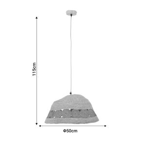 Hanging ceiling lamp Gervi E27 natural materials D50x110cm